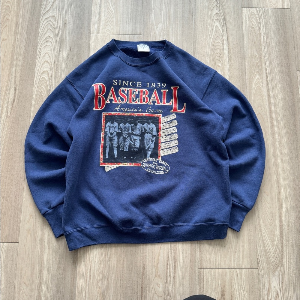 Vintage 90s  Baseball Americas Game Crewneck Sz L Made In USA